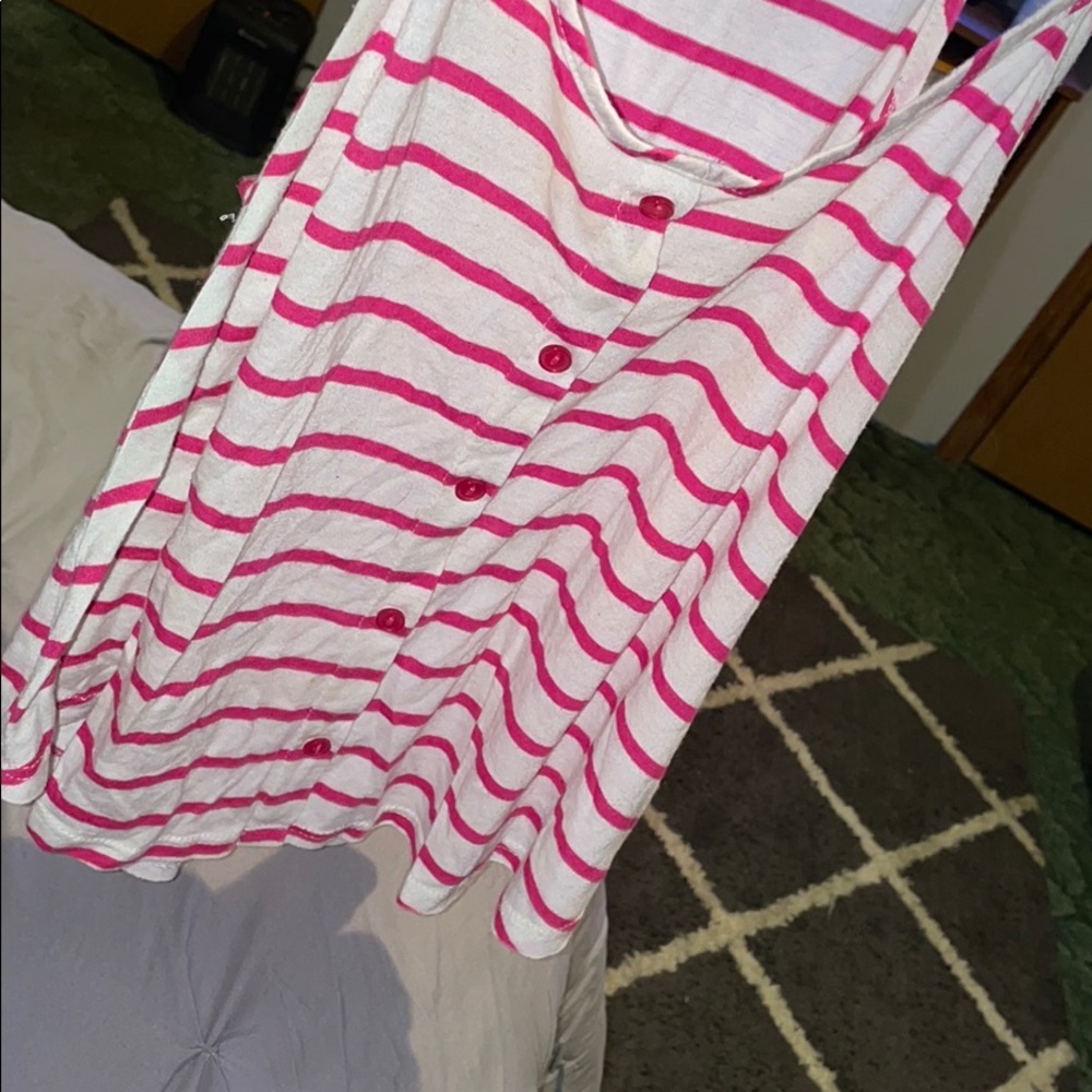 Tank top with pink and white stripes
